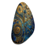 Blue And Gold Melodies Of Boho II - Asymmetric Metal Wall Art