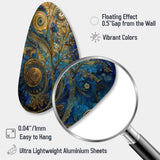 Blue And Gold Melodies Of Boho II - Asymmetric Metal Wall Art