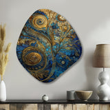 Blue And Gold Melodies Of Boho II - Asymmetric Metal Wall Art