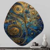 Blue And Gold Melodies Of Boho II - Asymmetric Metal Wall Art