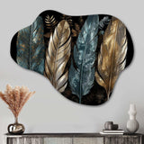 Gold Gilded Feathers I - Asymmetric Metal Wall Art