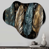 Gold Gilded Feathers I - Asymmetric Metal Wall Art