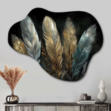 Gold Gilded Feathers II - Asymmetric Metal Wall Art