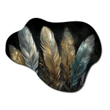 Gold Gilded Feathers II - Asymmetric Metal Wall Art