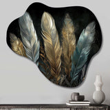 Gold Gilded Feathers II - Asymmetric Metal Wall Art