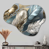 Gold Gilded Feathers IV - Asymmetric Metal Wall Art