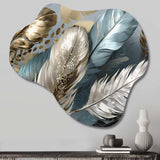 Gold Gilded Feathers IV - Asymmetric Metal Wall Art