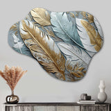 Gold Gilded Feathers V - Asymmetric Metal Wall Art