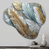 Gold Gilded Feathers V - Asymmetric Metal Wall Art