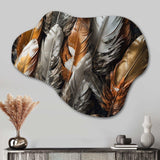 Gold Feather Extravaganza III - Asymmetric Metal Wall Art