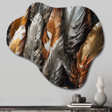 Gold Feather Extravaganza III - Asymmetric Metal Wall Art