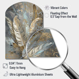 Gold Feather Extravaganza V - Asymmetric Metal Wall Art