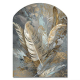 Gold Feather Extravaganza V - Asymmetric Metal Wall Art