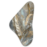 Gold Feather Extravaganza V - Asymmetric Metal Wall Art