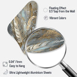 Gold Feather Extravaganza V - Asymmetric Metal Wall Art