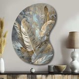 Gold Feather Extravaganza V - Asymmetric Metal Wall Art