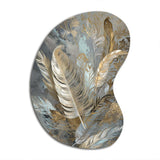 Gold Feather Extravaganza V - Asymmetric Metal Wall Art