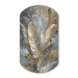 Gold Feather Extravaganza V - Asymmetric Metal Wall Art