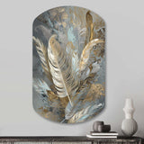 Gold Feather Extravaganza V - Asymmetric Metal Wall Art