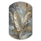 Gold Feather Extravaganza V - Asymmetric Metal Wall Art