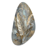 Gold Feather Extravaganza V - Asymmetric Metal Wall Art