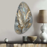 Gold Feather Extravaganza V - Asymmetric Metal Wall Art