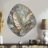 Gold Feather Extravaganza V - Asymmetric Metal Wall Art