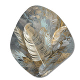 Gold Feather Extravaganza V - Asymmetric Metal Wall Art