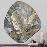 Gold Feather Extravaganza V - Asymmetric Metal Wall Art