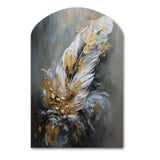 Gold Boho Chic Feathers IV - Asymmetric Metal Wall Art