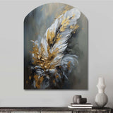 Gold Boho Chic Feathers IV - Asymmetric Metal Wall Art