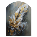 Gold Boho Chic Feathers IV - Asymmetric Metal Wall Art