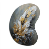 Gold Boho Chic Feathers IV - Asymmetric Metal Wall Art