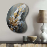 Gold Boho Chic Feathers IV - Asymmetric Metal Wall Art