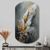 Gold Boho Chic Feathers IV - Asymmetric Metal Wall Art