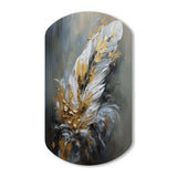 Gold Boho Chic Feathers IV - Asymmetric Metal Wall Art