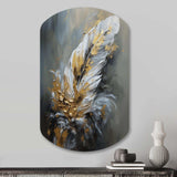 Gold Boho Chic Feathers IV - Asymmetric Metal Wall Art