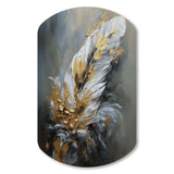 Gold Boho Chic Feathers IV - Asymmetric Metal Wall Art