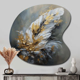 Gold Boho Chic Feathers IV - Asymmetric Metal Wall Art