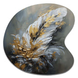 Gold Boho Chic Feathers IV - Asymmetric Metal Wall Art