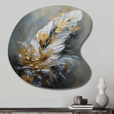 Gold Boho Chic Feathers IV - Asymmetric Metal Wall Art