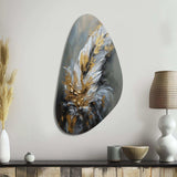 Gold Boho Chic Feathers IV - Asymmetric Metal Wall Art