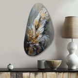 Gold Boho Chic Feathers IV - Asymmetric Metal Wall Art