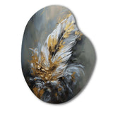 Gold Boho Chic Feathers IV - Asymmetric Metal Wall Art