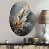 Gold Boho Chic Feathers IV - Asymmetric Metal Wall Art