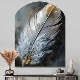 Gold Boho Chic Feathers V - Asymmetric Metal Wall Art