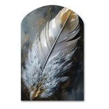 Gold Boho Chic Feathers V - Asymmetric Metal Wall Art