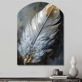 Gold Boho Chic Feathers V - Asymmetric Metal Wall Art