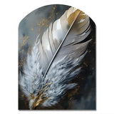 Gold Boho Chic Feathers V - Asymmetric Metal Wall Art