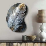 Gold Boho Chic Feathers V - Asymmetric Metal Wall Art